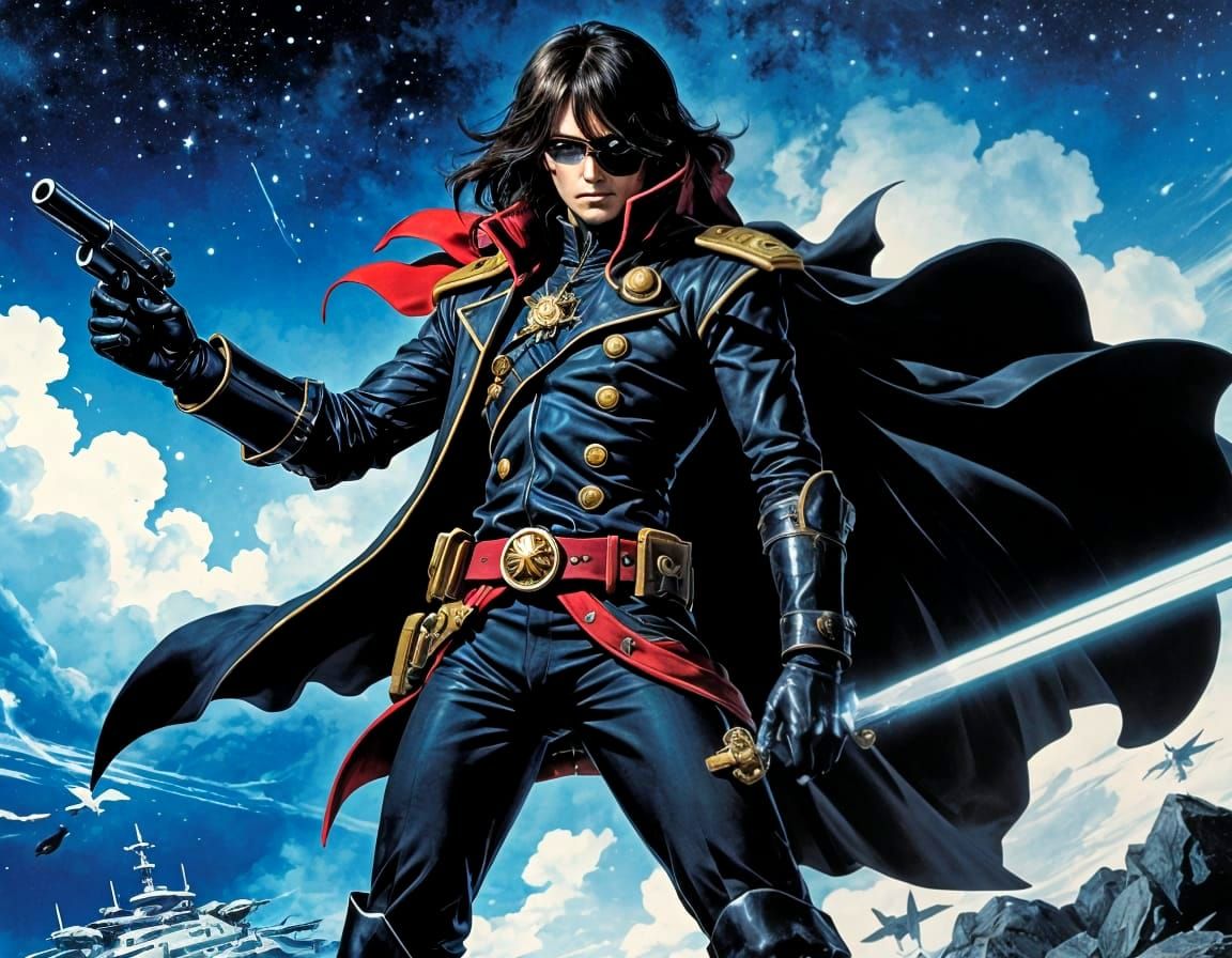 Cyberpunk Space Pirate Captain Harlock