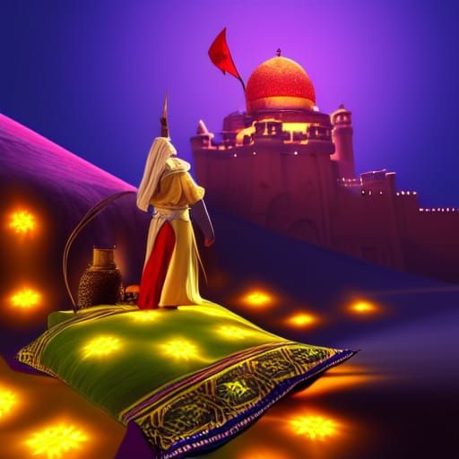 Arabian Nights: Aladdin's Lamp, Genie, and Flying Carpets