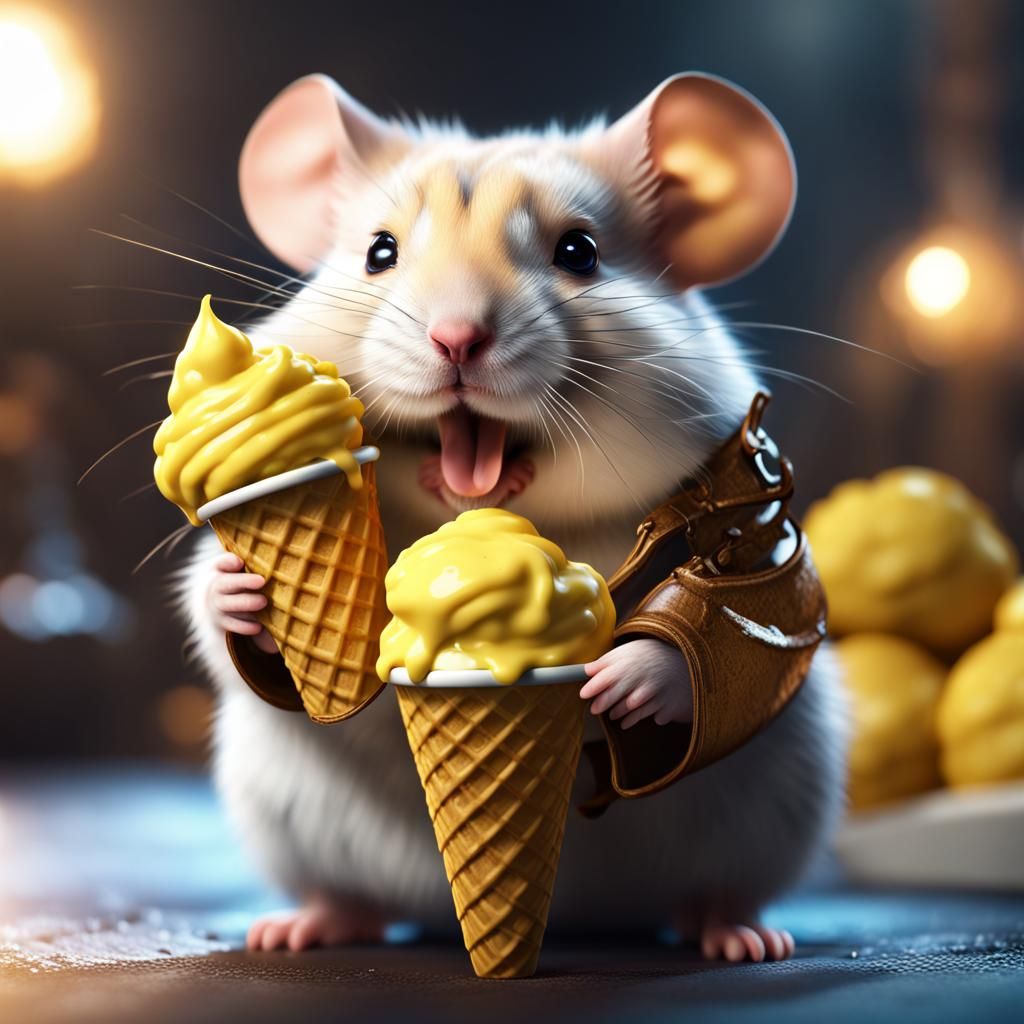 Hamster's Delight: Eating Yellow Ice Cream
