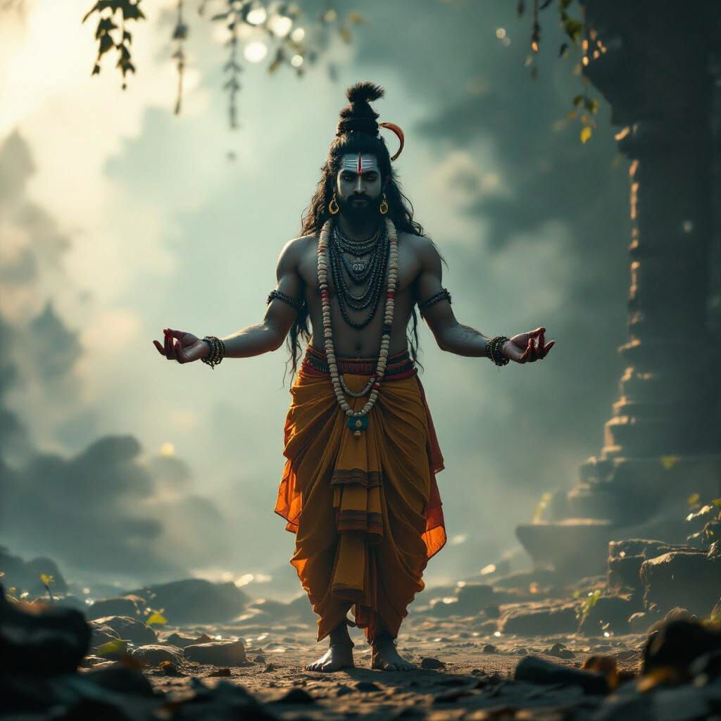 Mystical Yogi with Mahadev Appearance in Cinematic Style