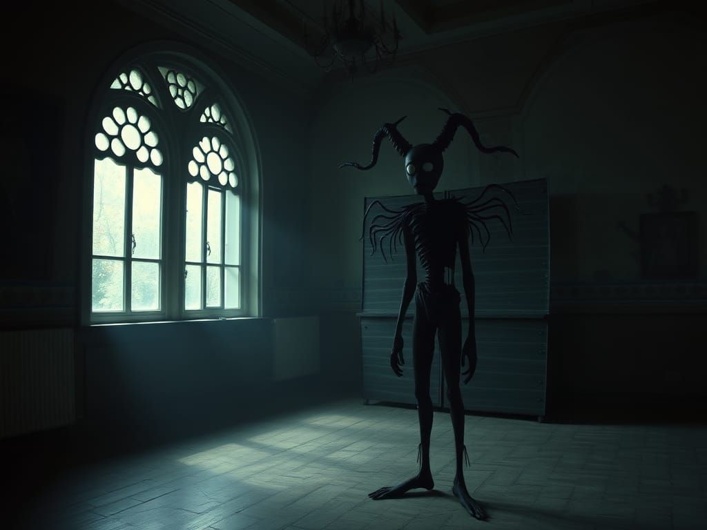 Surreal Dark Figure Embodies Madness in Dali-Burton Style