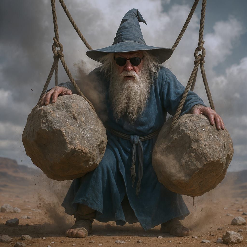 Wizard Resists Boulder Attack