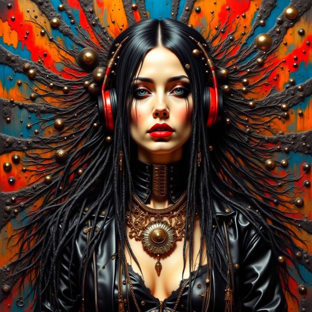 Cosmic Chaos in Hyperrealistic Goth Punk Style