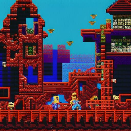 Duke Nukem Pixel Art in Intricate Style