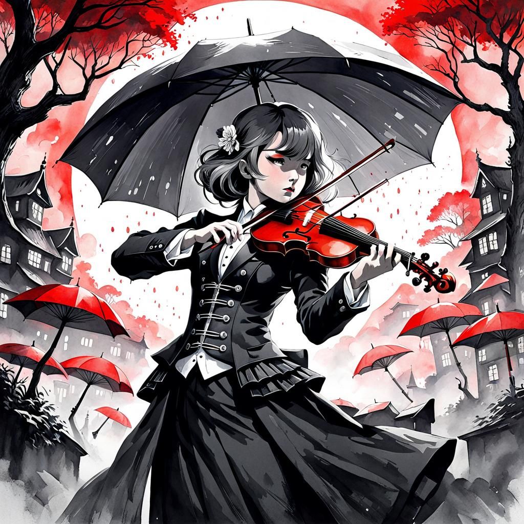 Monochrome Watercolor of Vanya, The Umbrella Academy