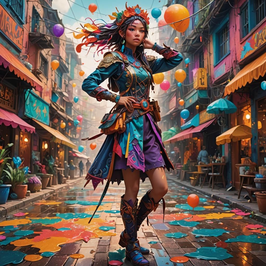 Colorful Costume Portrait in Hyperrealistic Style
