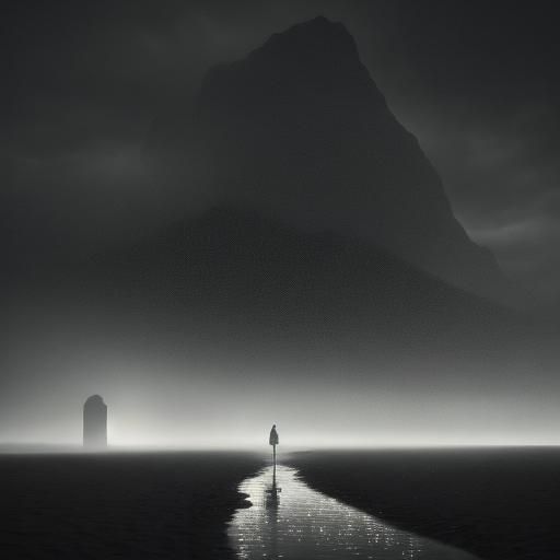 Lone Figure in Rainy Desert Sandstorm: Cinematic Still