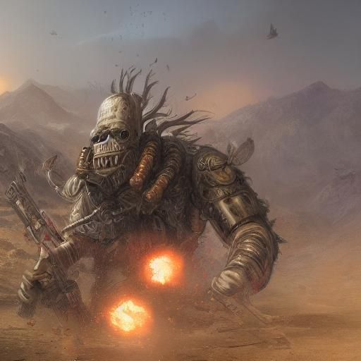 Crazy Person with Bomb, Detailed Matte Painting