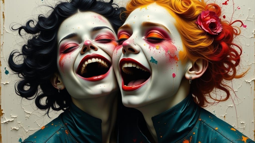 Laughing and Despairing Faces in Detailed Concept Art