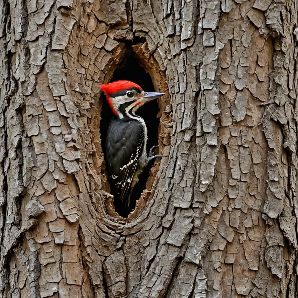 Baby Pileated Woodpecker in Tree Nest