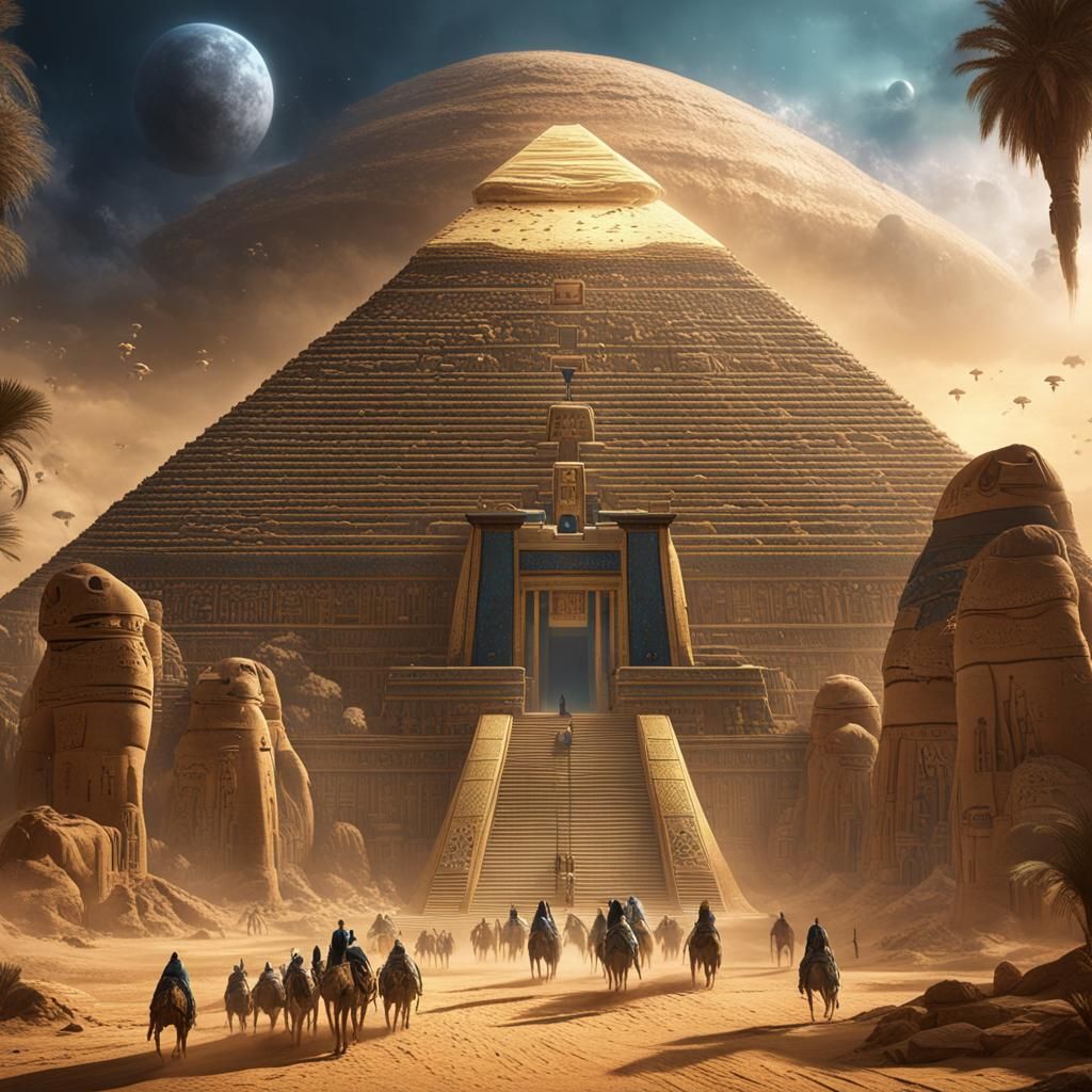 Ancient Egypt Alien Invasion: Detailed Matte Painting