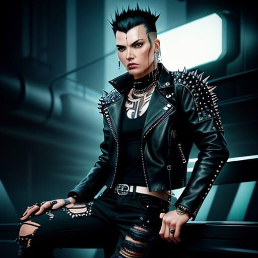 Cyberpunk Biker in Futuristic Realism Style