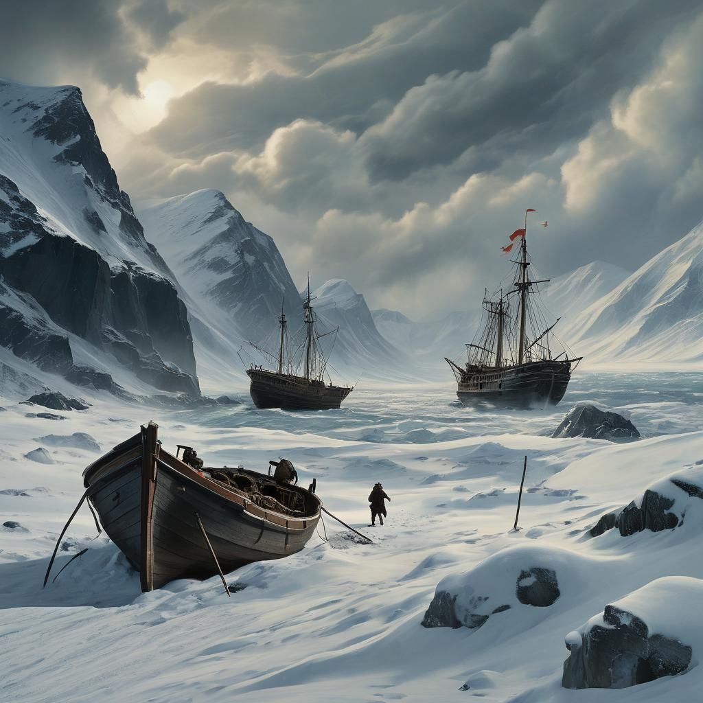 Explorer in Arctic Snowstorm: Matte Painting
