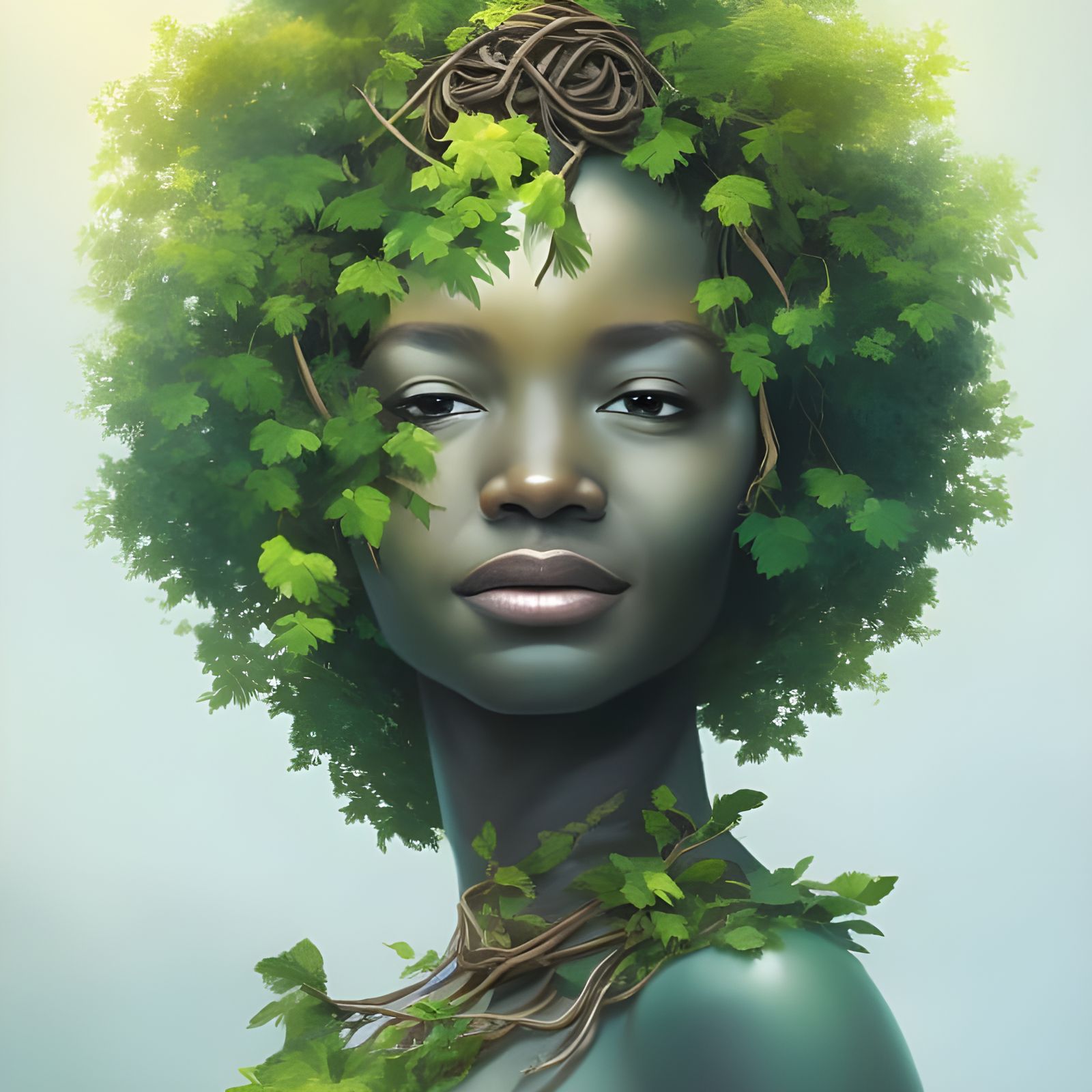 Gaia: Beautiful Earth Goddess Portrait in Art Nouveau Style