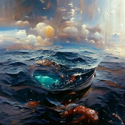 Deep Ocean Oil Painting in Gurney Style