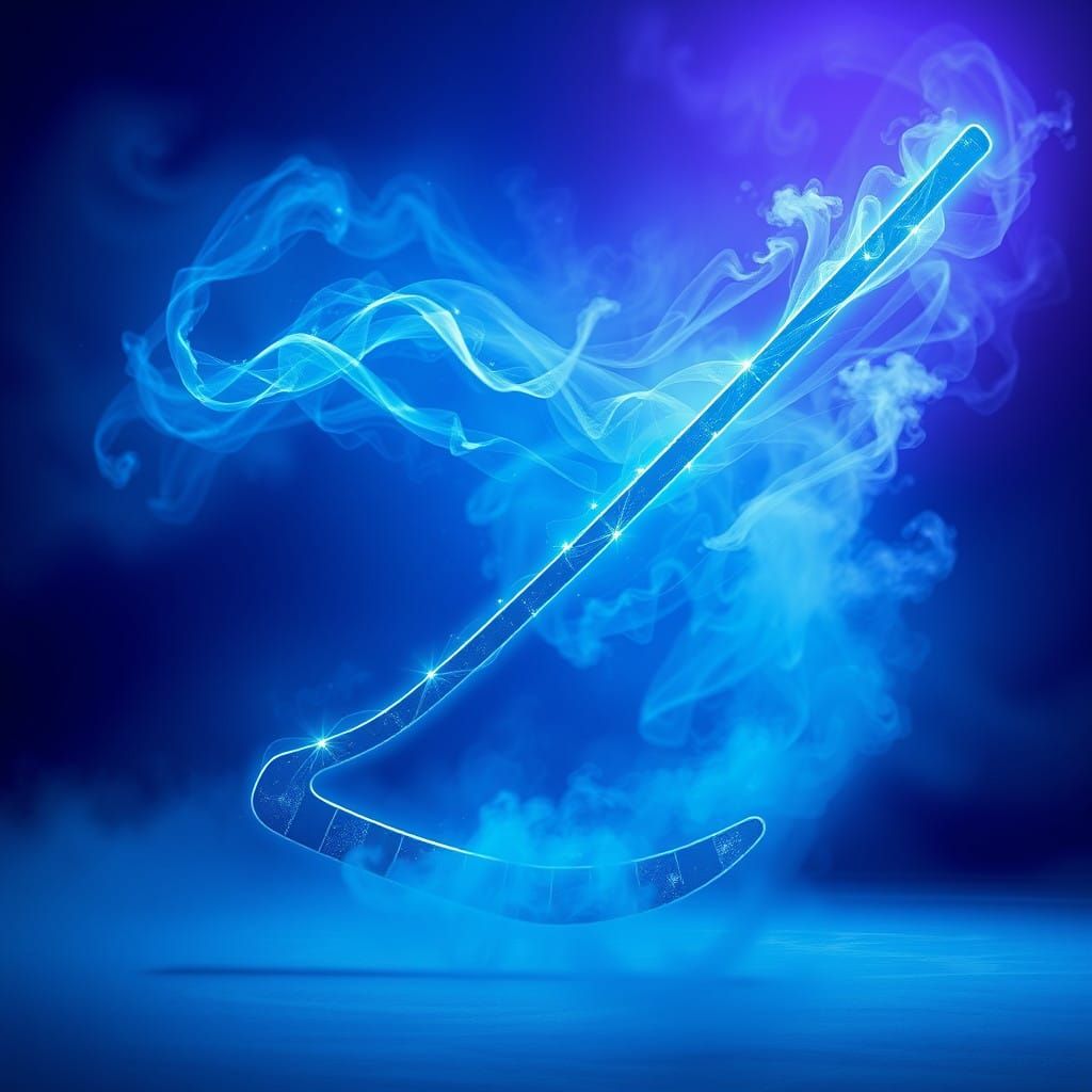Glowing Hockey Goalie Stick in Celestial Vortex