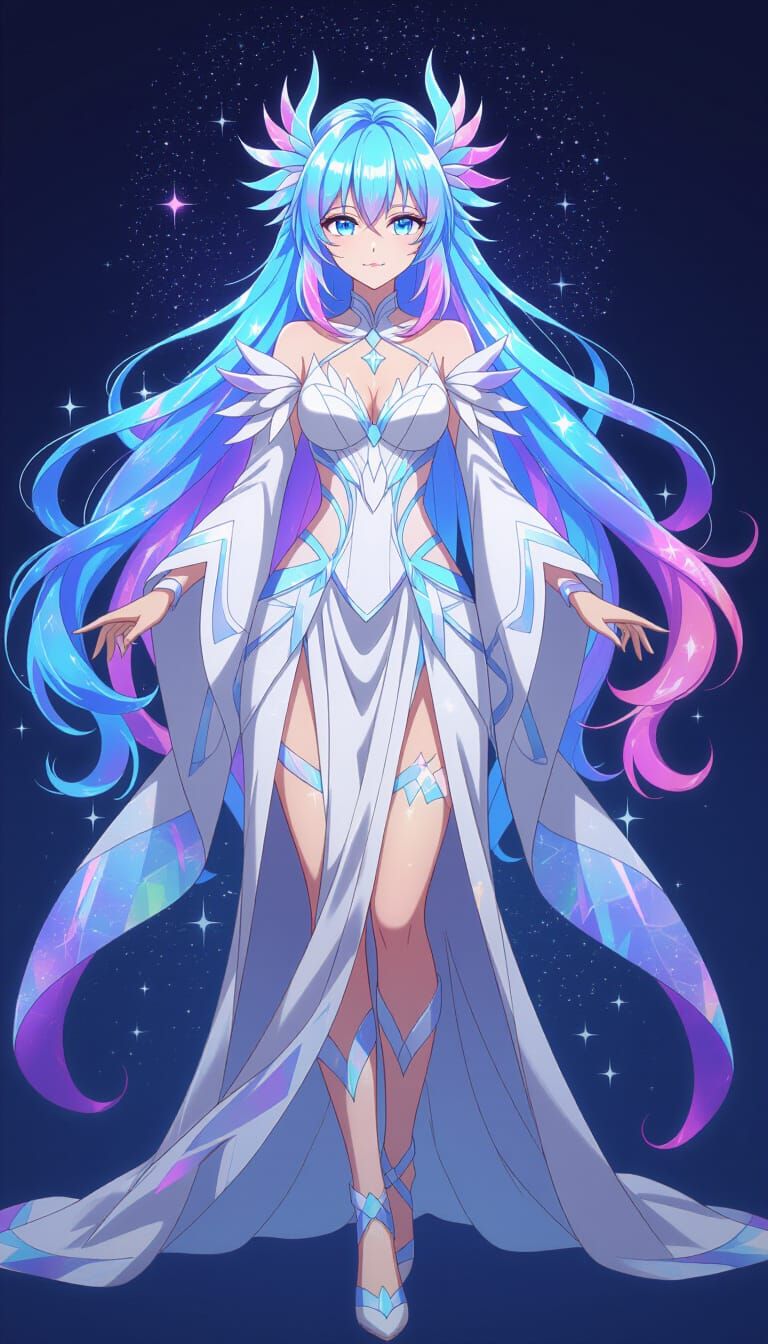 Fantasy Star Dragon Woman in Anime Style