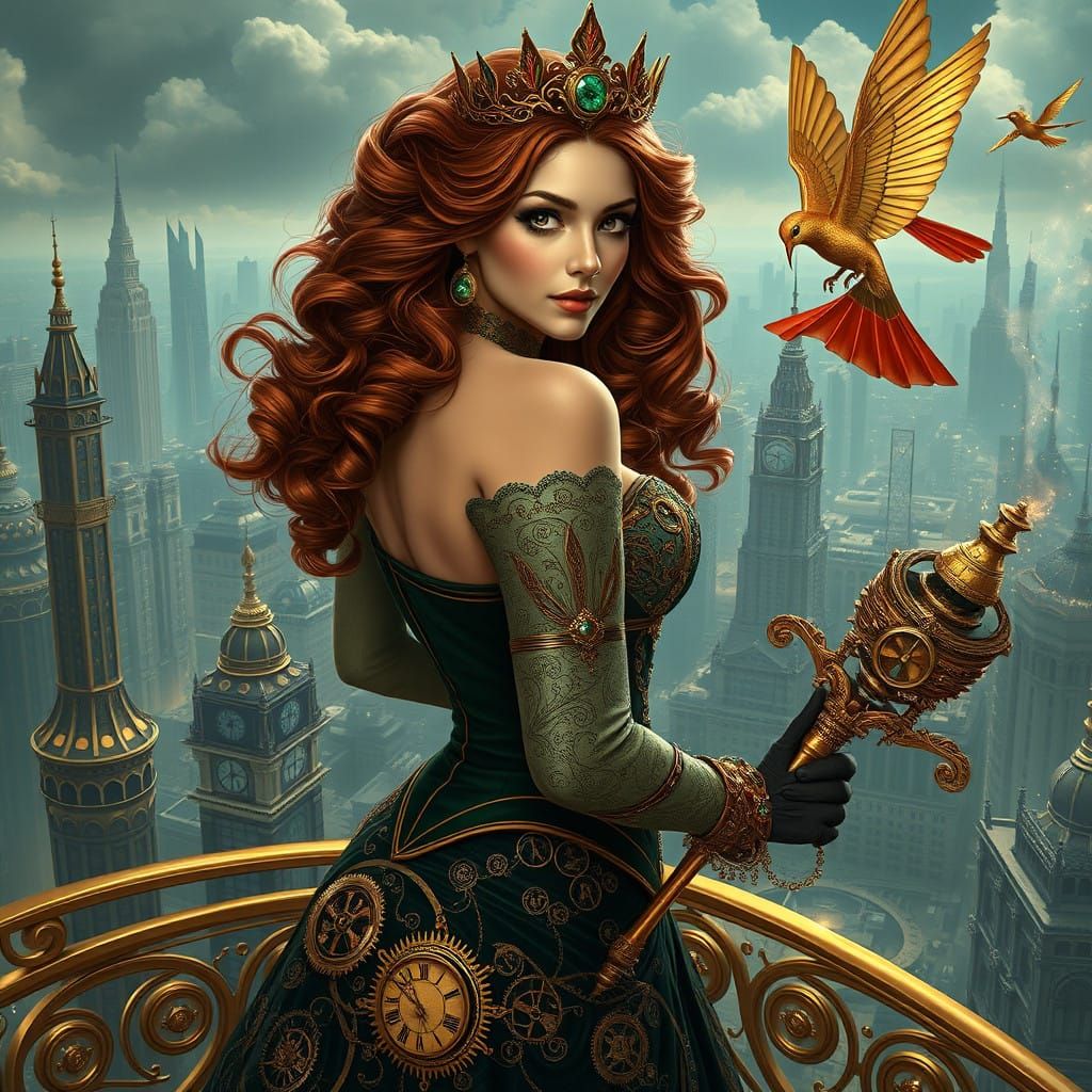 Clockwork Empress in Steampunk Fantasy Aesthetic