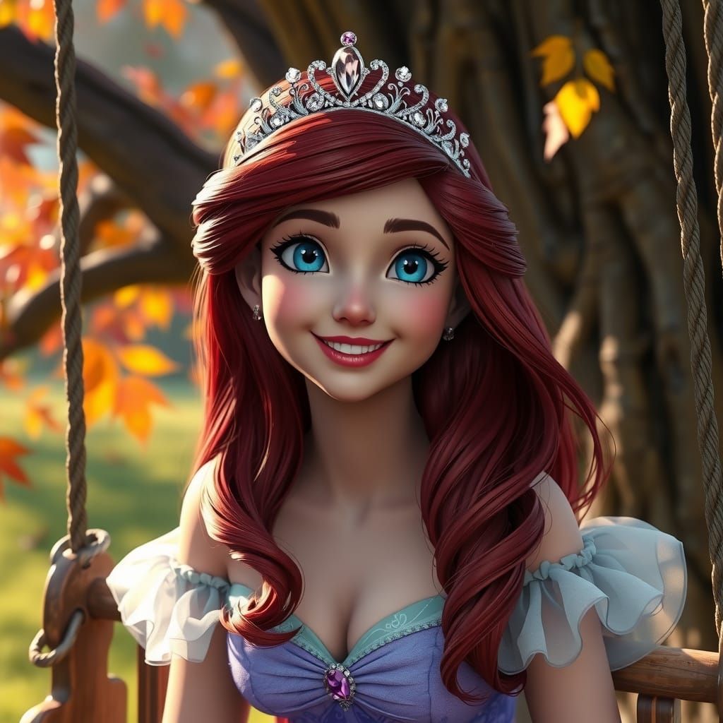Ariel in Autumn Ballgown Under Warm Sun