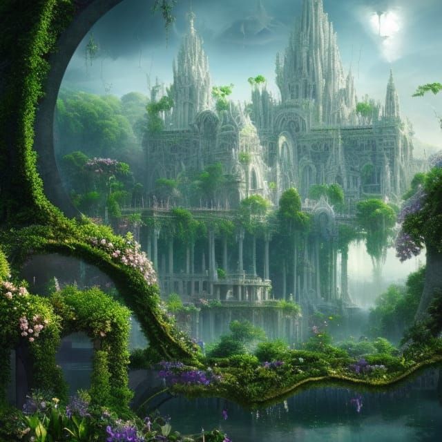 Ethereal Paradise in Digital Realism