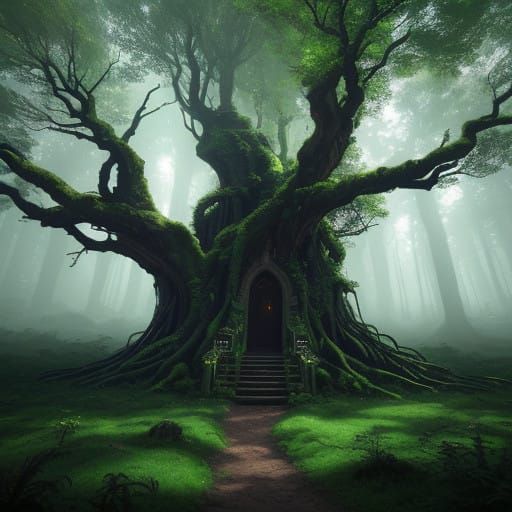 Cinematic Fantasy Realm in Emerald Hues