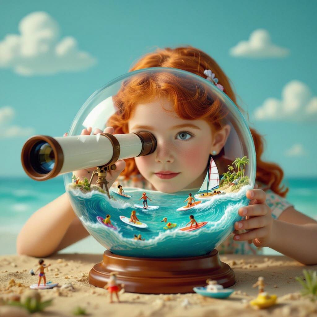 Girl Discovers Miniature Ocean World in Telescope Bulb