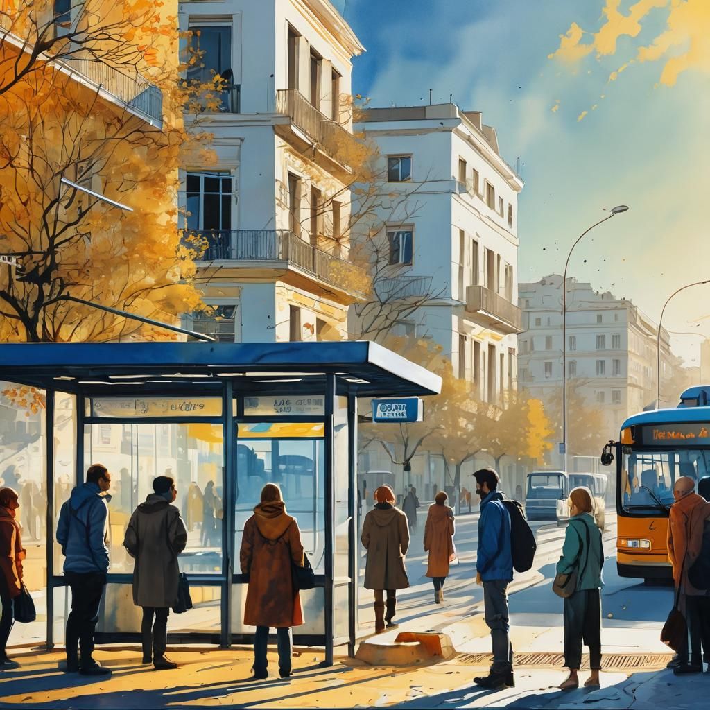 clean cut-off long morning shadows, yellow orange blue sunri...