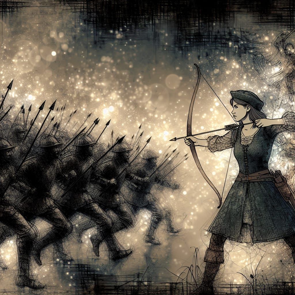 Brave French Peasant Woman Defies Army with Bow