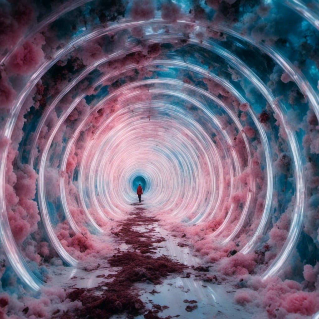 Psychedelic Neon Tunnel in Macabre Style