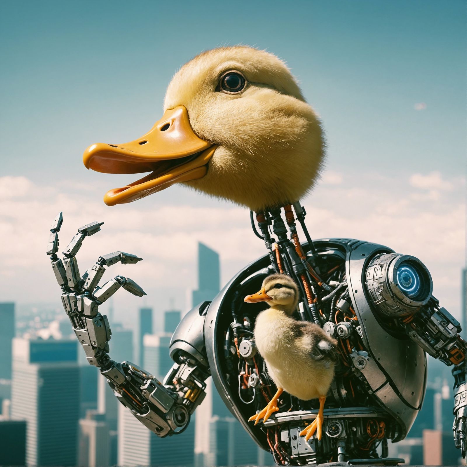 Comedic Cyborg Duckling: A Roboduck's Absurd Adventure