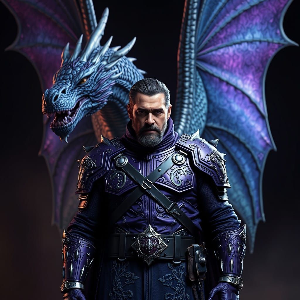 Negan Stands Tall Against a Majestic Purple Dragon in Regal...
