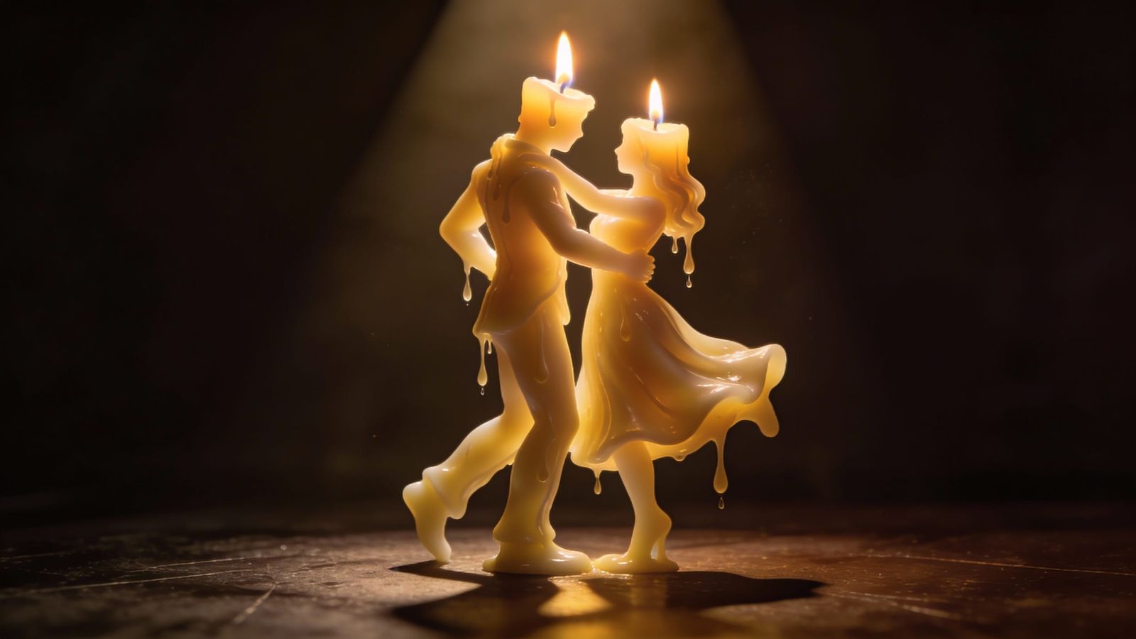Two Candles Dance in Romantic Spotlight