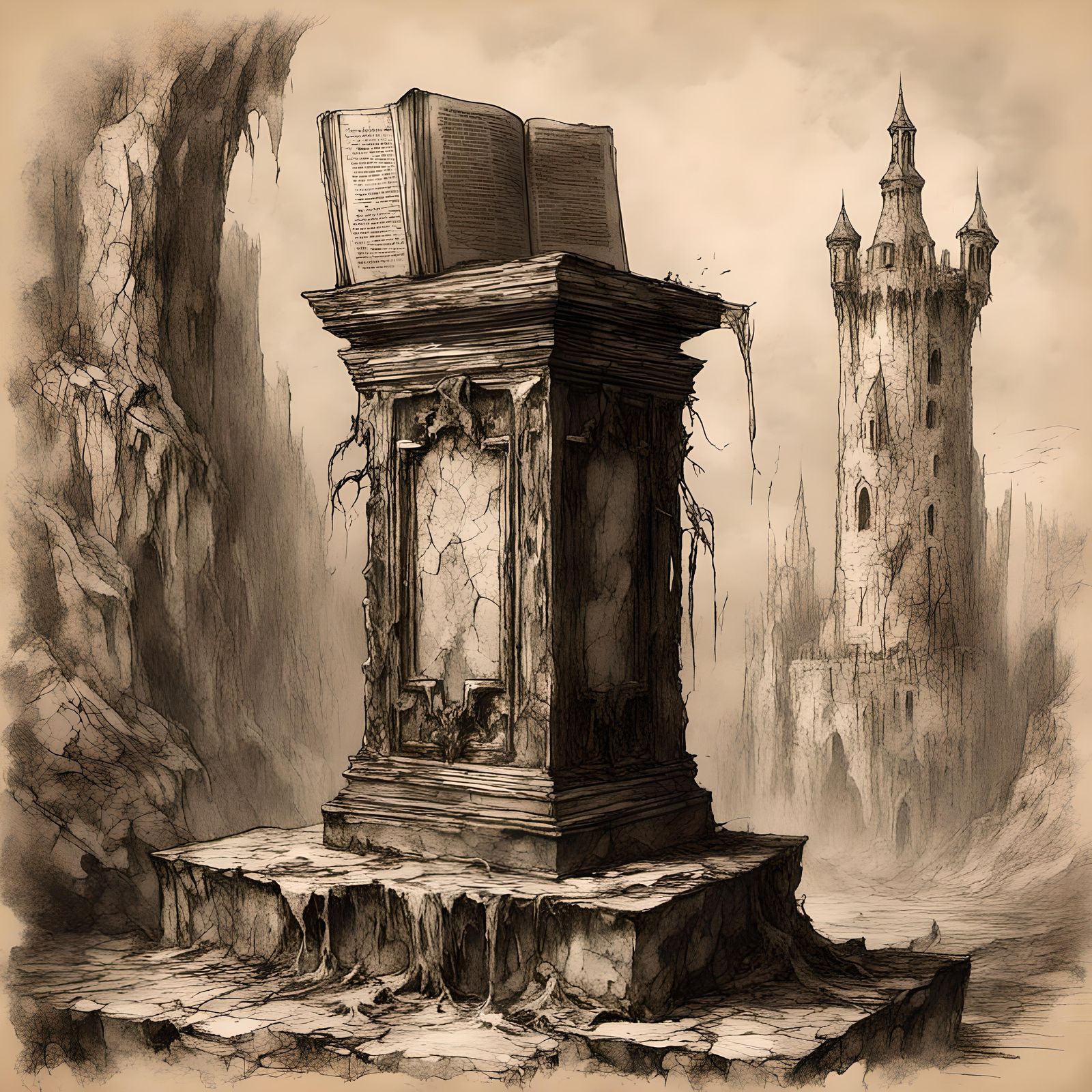 Macabre Fantasy Book of Lore in Castle