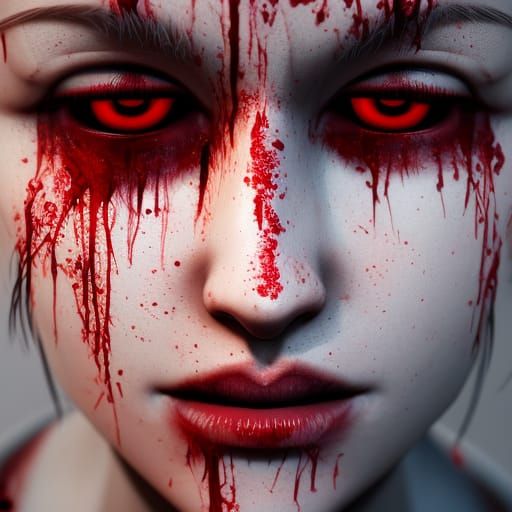 Hyperrealistic Bloody Eyes Digital Painting in 8K