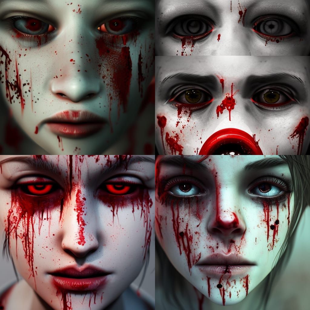 Bloody Eyes Digital Painting in Hyperrealistic Style