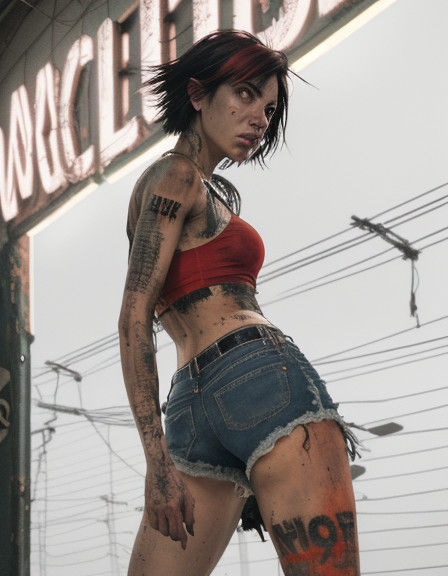 Post-Apocalyptic Punk Rock Goddess in Neon Dystopia