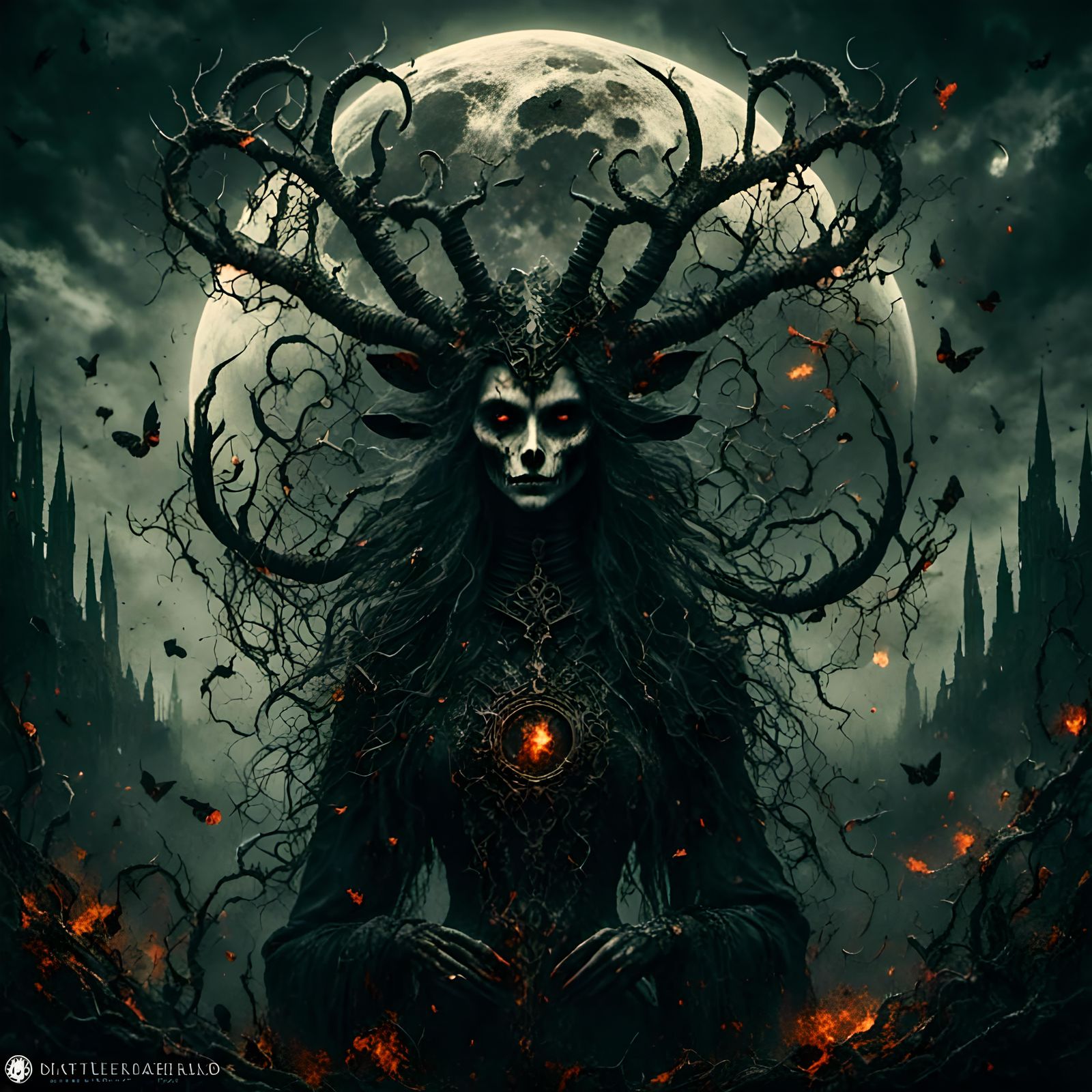 Macabre Capricorn Zodiac Sign in Silhouette