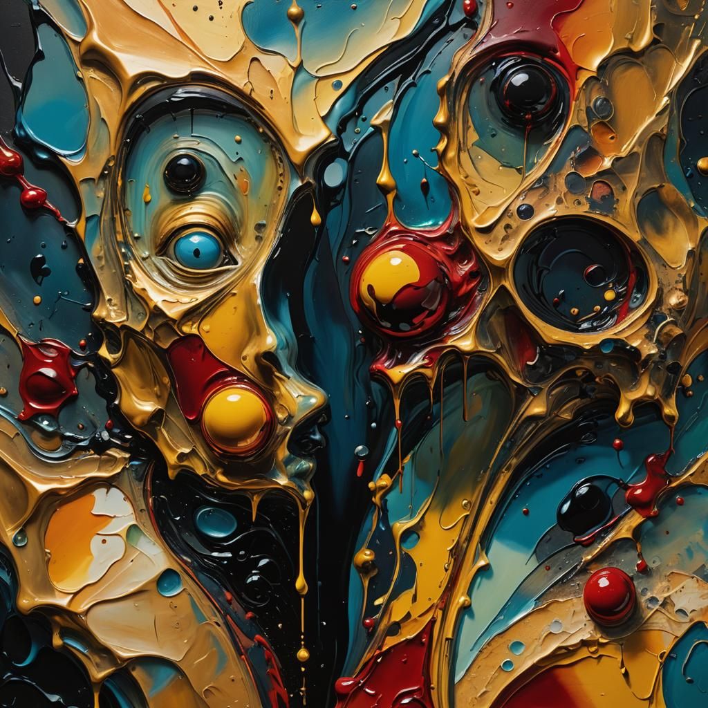 Surrealist Macro Shot with Impasto Oil Painting Style