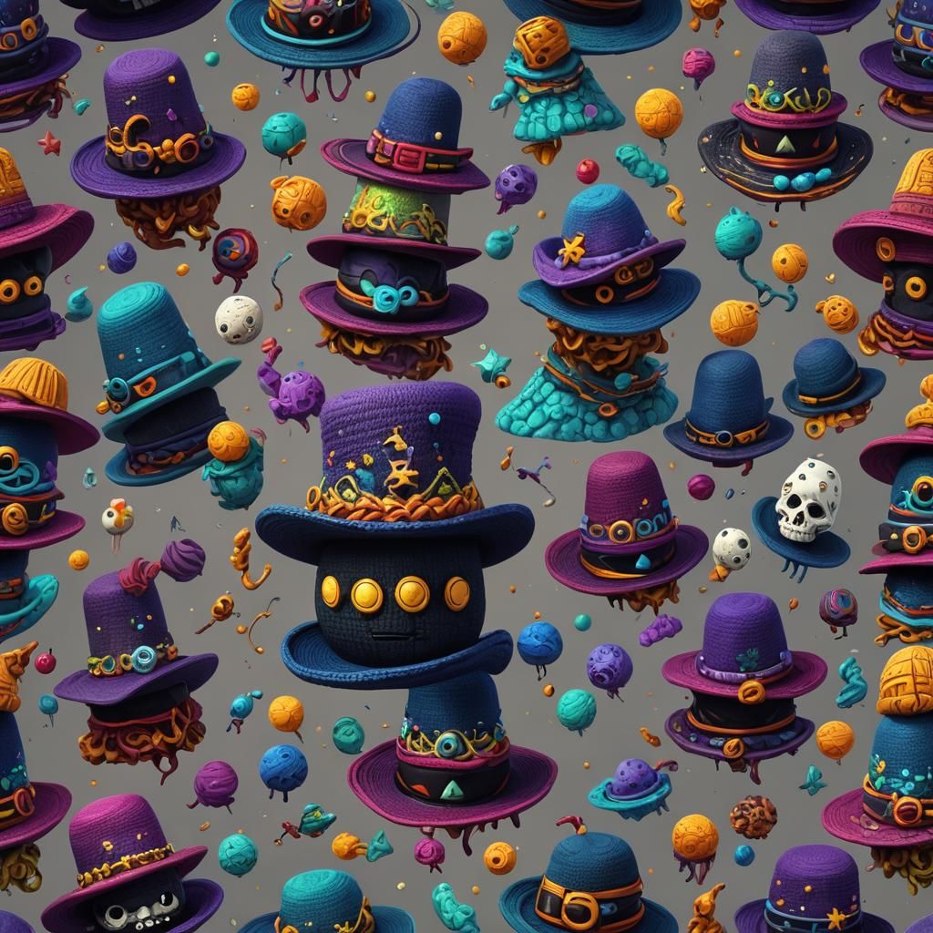 Cosmic Voodoo Hat Amigurumi: Detailed Fantasy Art