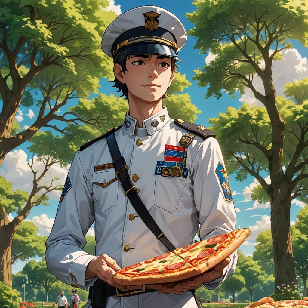 Domino's Captain in Lush Park: Anime Illustration