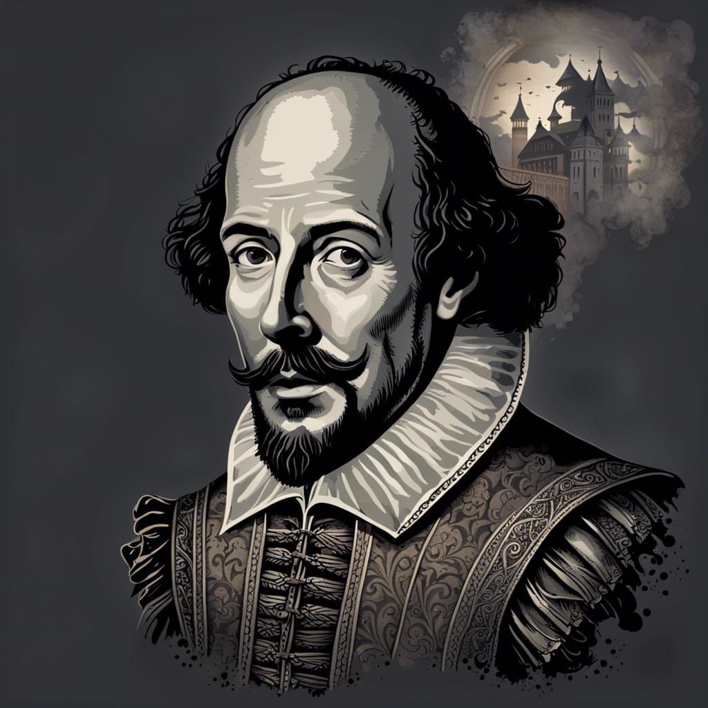 Shakespeare T-Shirt Print: Epic Digital Matte Painting