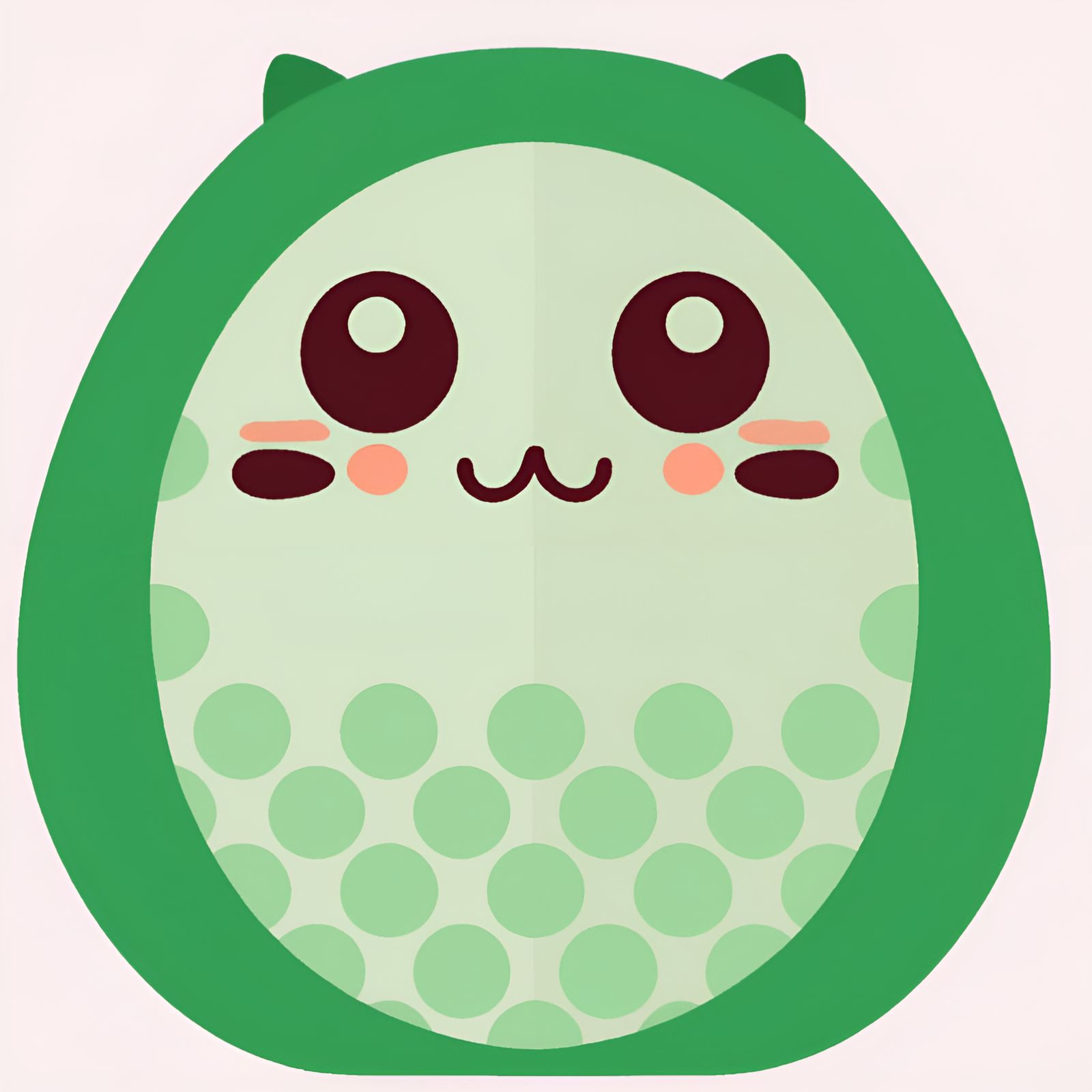 Cute Kawaii Pastel Green Japanese Daruma Doll With Tapioca Pearl Tummy (With Eyes)