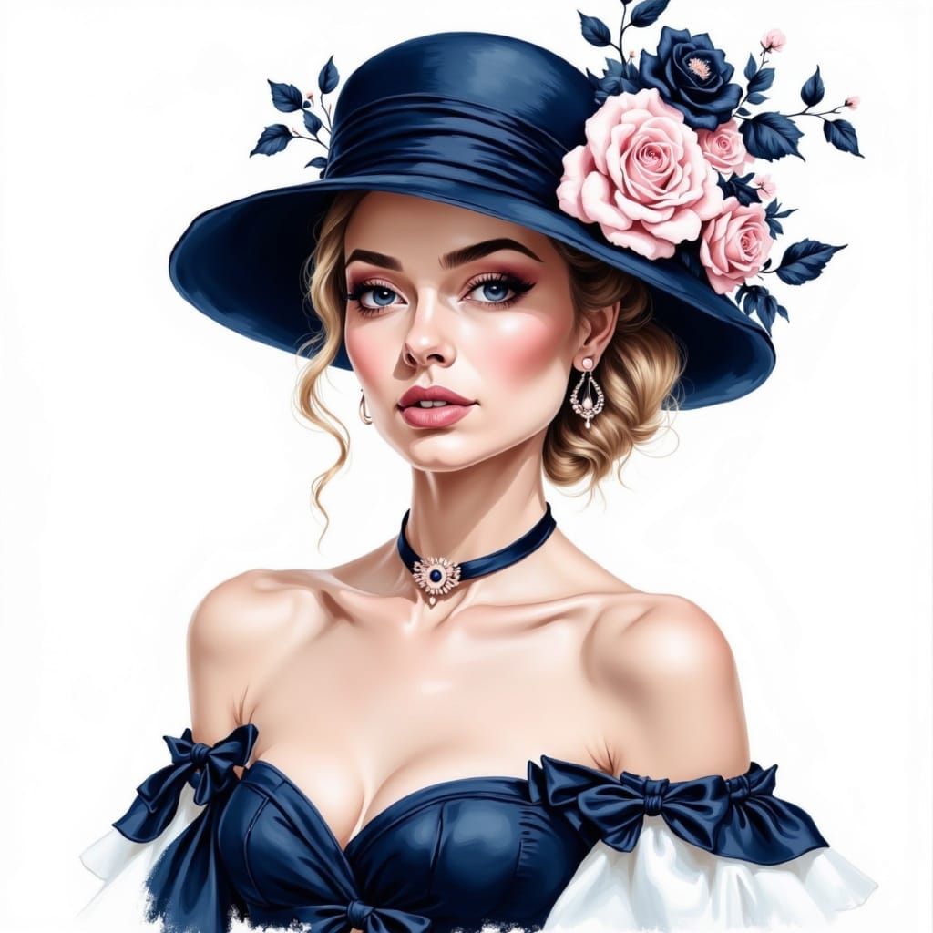 <lora:France Style:1.0>Create a Closu up Clean Oil Ink Airbrush Isolated , Beautiful Dressed Woman, France Style, perfec...