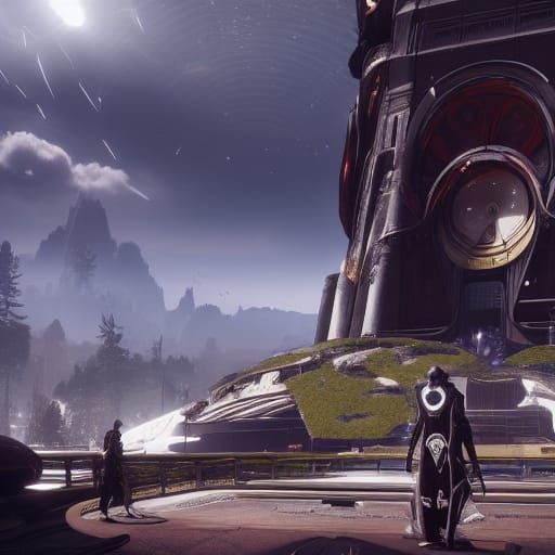 Destiny 2 Guardian and Traveler in Last City