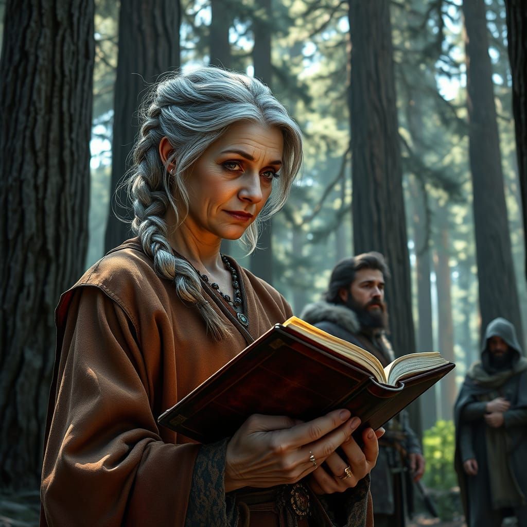 Elder Sage Amidst Primeval Forest, with Mysterious Companion...