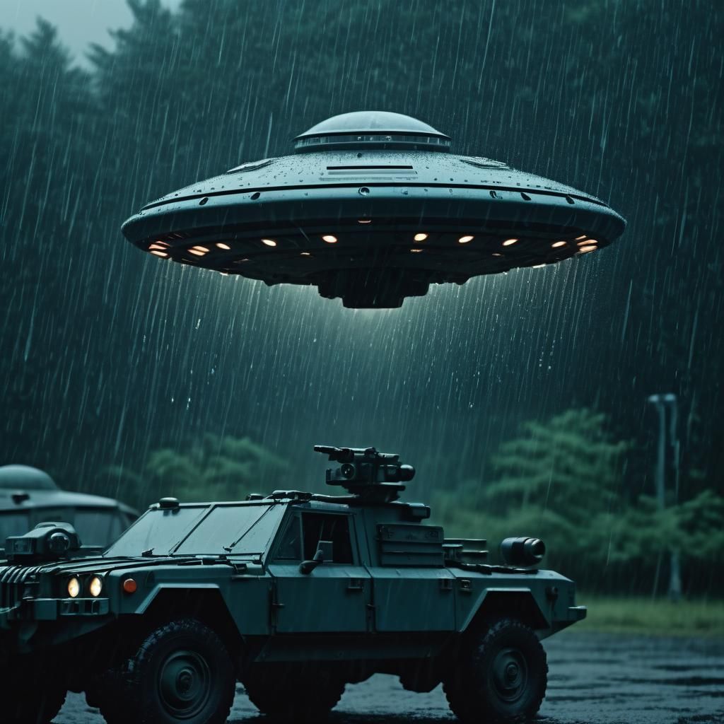 UFO Captured on Military Camera: Cinematic Film Still