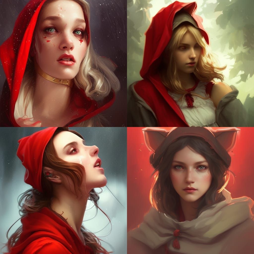 Little Red Riding Hood Portrait in Art Nouveau Style