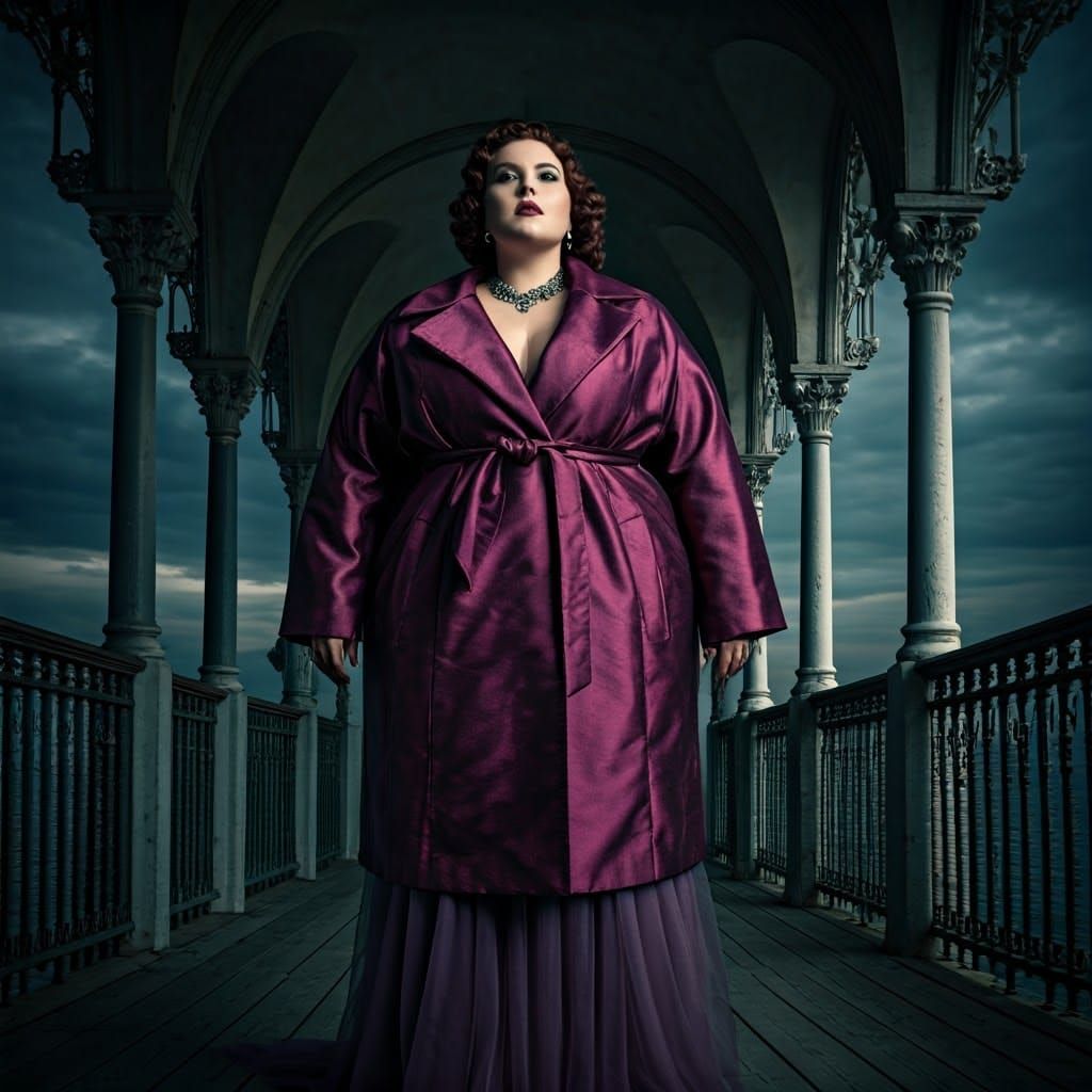 Elegant obese overweight corpulent BBW woman in a triumvirat...