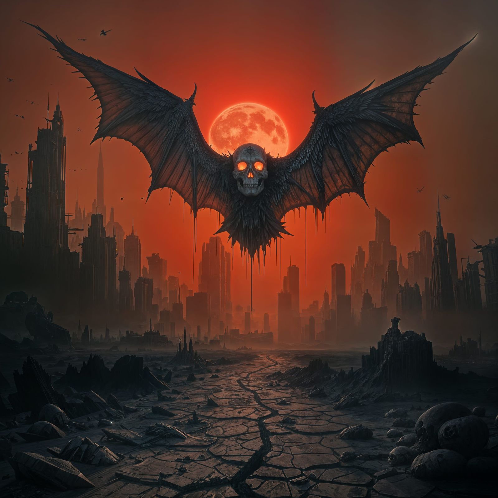 Surreal Apocalypse Revealed in Cyberpunk Landscape with Ange...