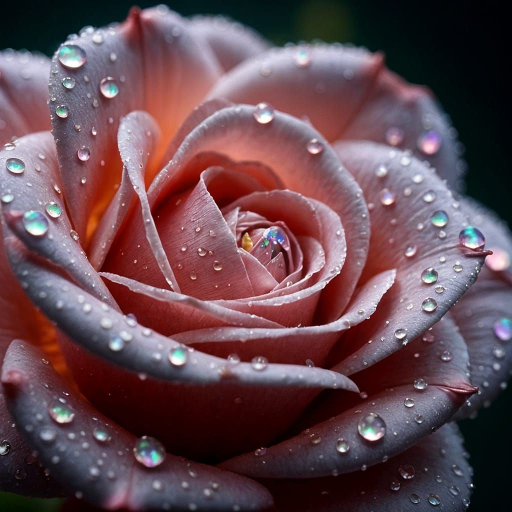Dewdrop on Rose Petal: Hyperrealistic Macro Photography
